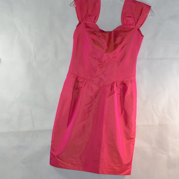 Pink Taffeta type Shift Dress SZ S - Picture 3 of 7
